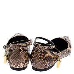 Tom Ford Multicolor Python Leather Ankle Wrap Lock Ballet Flats Size 38
