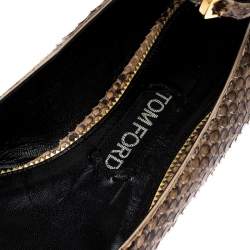 Tom Ford Multicolor Python Leather Ankle Wrap Lock Ballet Flats Size 38