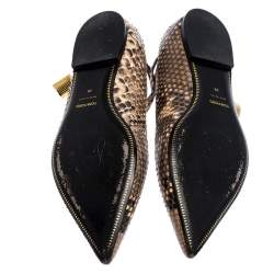 Tom Ford Multicolor Python Leather Ankle Wrap Lock Ballet Flats Size 38