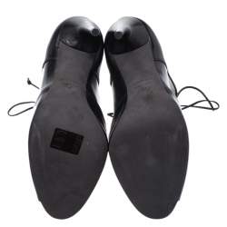 Tom Ford Black Leather Peep Toe Ankle Booties Size 39