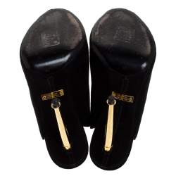 Tom Ford Black Suede Peep Toe Slide Mules Size 35