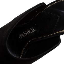 Tom Ford Black Suede Peep Toe Slide Mules Size 35