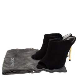 Tom Ford Black Suede Peep Toe Slide Mules Size 35