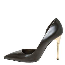 Pre Owned Tom Ford Olive Green D'Orsay Leather Pointed Toe Pumps Size 40