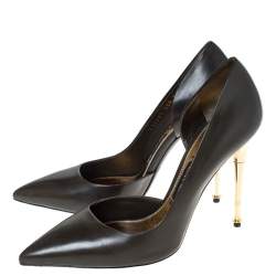 Pre Owned Tom Ford Olive Green D'Orsay Leather Pointed Toe Pumps Size 40