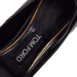Tom Ford Black Leather Padlock Ankle-Wrap Pointed Toe Pumps Size 37