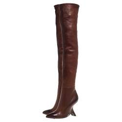 Tom Ford Dark Brown Leather Over the Knee Boots Size 40