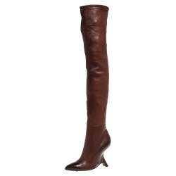 Tom Ford Dark Brown Leather Over the Knee Boots Size 40