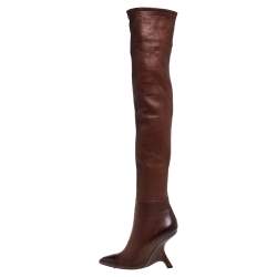 Tom Ford Dark Brown Leather Over the Knee Boots Size 40
