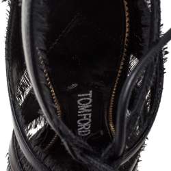 Tom Ford Black Leather Fringes Gladiator Tassel Ankle Wrap Sandals Size 36.5