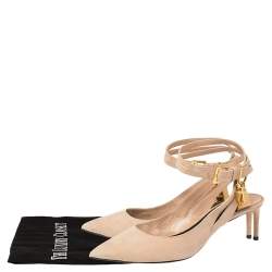Pre Owned Tom Ford Rose Beige Suede Ankle Lock  Double Strap Pumps Size 39