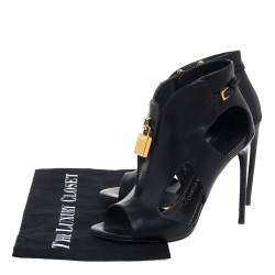 Tom Ford Black Leather Lock Booties Size 38