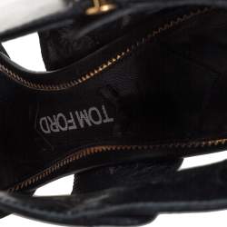 Tom Ford Black Leather Lock Booties Size 38
