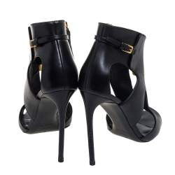 Tom Ford Black Leather Lock Booties Size 38