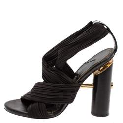 Tom Ford Black Fabric Crossover Slip On Sandals Size 38
