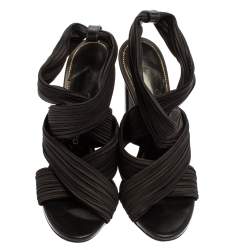 Tom Ford Black Fabric Crossover Slip On Sandals Size 38