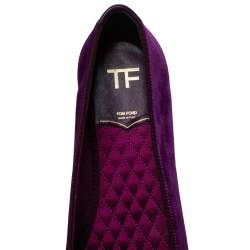 Pre Owned Tom Ford Purple Velvet Bow Almond Toe Ballet Flats Size 39