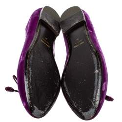 Pre Owned Tom Ford Purple Velvet Bow Almond Toe Ballet Flats Size 39
