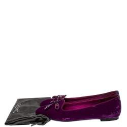 Pre Owned Tom Ford Purple Velvet Bow Almond Toe Ballet Flats Size 39