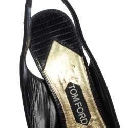 مملوكة مسبقًا Tom Ford Black Lizard Embossed Leather And Suede Slingback Pumps Size 40