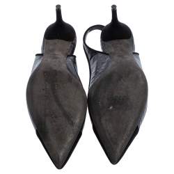 مملوكة مسبقًا Tom Ford Black Lizard Embossed Leather And Suede Slingback Pumps Size 40