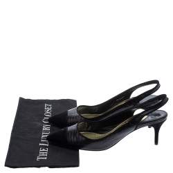 مملوكة مسبقًا Tom Ford Black Lizard Embossed Leather And Suede Slingback Pumps Size 40