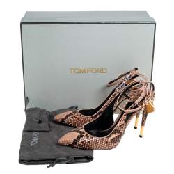 Tom Ford Two Tone Python Padlock Ankle Strap Sandals Size 40 