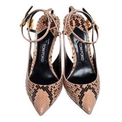 Tom Ford Two Tone Python Padlock Ankle Strap Sandals Size 40 