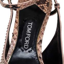 Tom Ford Two Tone Python Padlock Ankle Strap Sandals Size 40 
