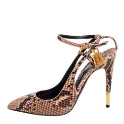 Tom Ford Two Tone Python Padlock Ankle Strap Sandals Size 40 