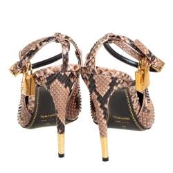 Tom Ford Two Tone Python Padlock Ankle Strap Sandals Size 40 