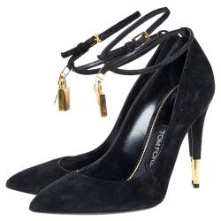 Pre Owned Tom Ford Black Suede Ankle Strap Luck Pumps Size 40
