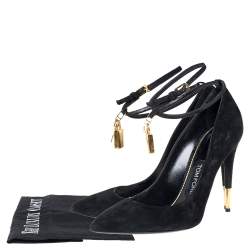 Pre Owned Tom Ford Black Suede Ankle Strap Luck Pumps Size 40