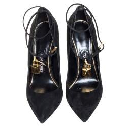 Pre Owned Tom Ford Black Suede Ankle Strap Luck Pumps Size 40