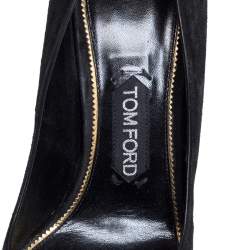 Pre Owned Tom Ford Black Suede Ankle Strap Luck Pumps Size 40
