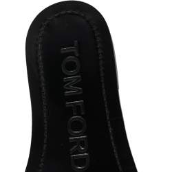 Tom Ford Black Leather TF Flat Slides Size 38