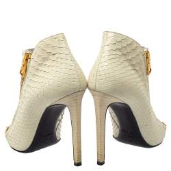 Tom Ford Off White Python Side Zip Peep Toe Booties Size 37