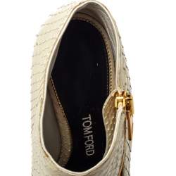 Tom Ford Off White Python Side Zip Peep Toe Booties Size 37