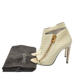 Tom Ford Off White Python Side Zip Peep Toe Booties Size 37