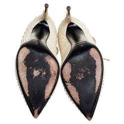 Tom Ford Off White Python Padlock Ankle Strap Pumps Size 39