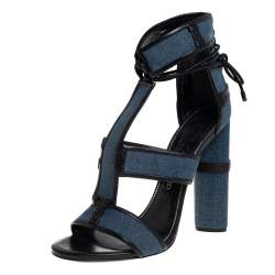 Tom Ford Blue Denim And Leather Cage Ankle Wrap Sandals Size 40 Tom Ford |  TLC