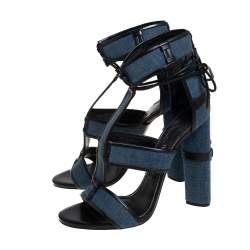 Tom Ford Blue Denim And Leather Cage Ankle Wrap Sandals Size 40 Tom Ford |  TLC