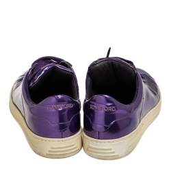 Tom Ford Metallic Purple Leather Low Top Sneakers Size 38