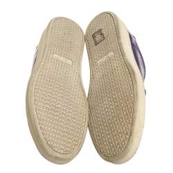 Tom Ford Metallic Purple Leather Low Top Sneakers Size 38