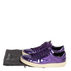 Tom Ford Metallic Purple Leather Low Top Sneakers Size 38