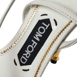 Tom Ford White Leather Padlock Open Toe Sandals Size 36