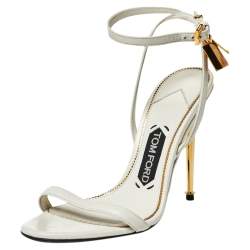 Tom Ford White Leather Padlock Open Toe Sandals Size 36