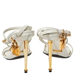 Tom Ford White Leather Padlock Open Toe Sandals Size 36