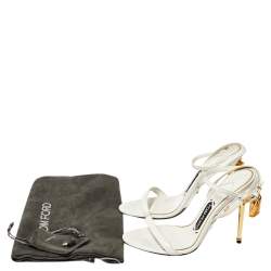 Tom Ford White Leather Padlock Open Toe Sandals Size 36