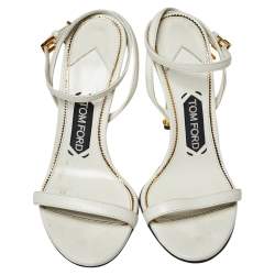 Tom Ford White Leather Padlock Open Toe Sandals Size 36